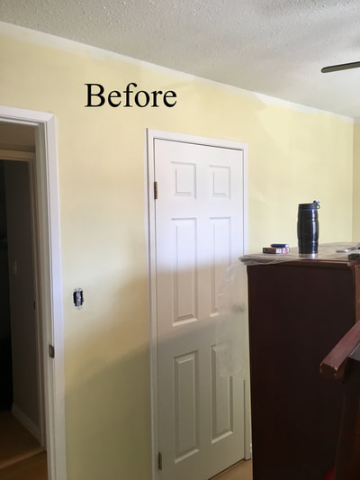 before image of old pale yellow paint