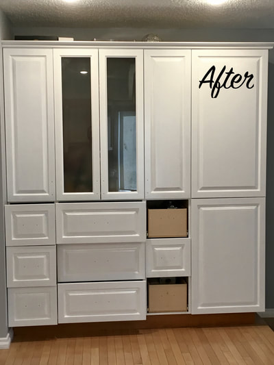 After image of wooden cabinet painted a modern white